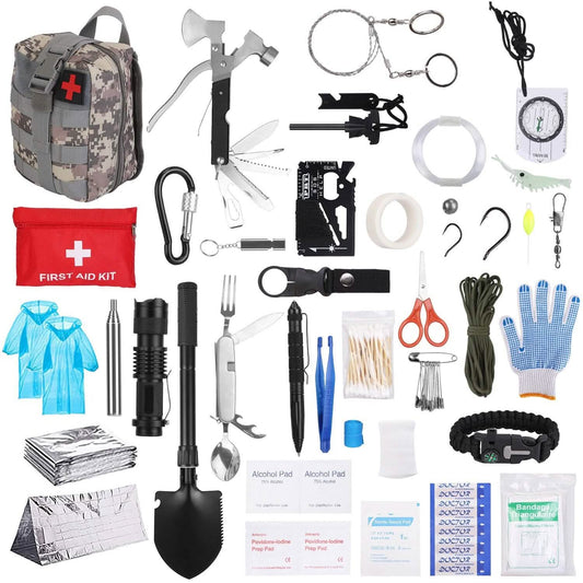 125 pièces : Kit de survie tactique d'urgence pour l'aventure en plein air