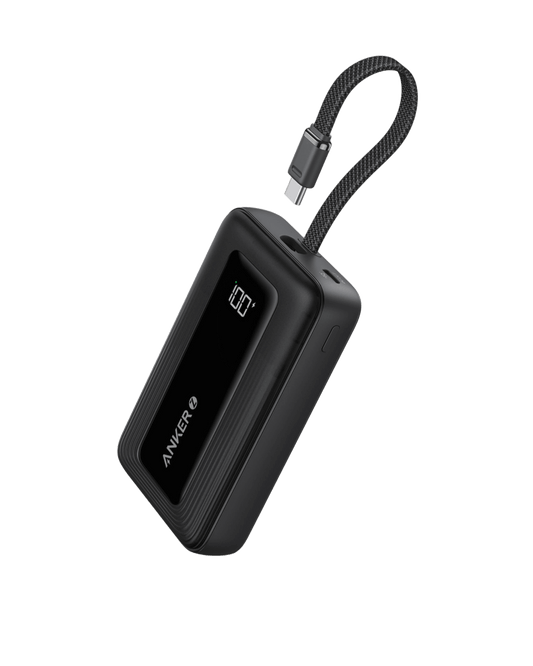Batterie externe Anker Zolo (10K, 30W) avec câble USB-C intégré de 13,7 cm (5,4 pouces).