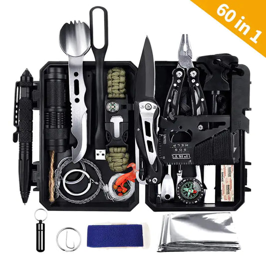 Kits de survie d'urgence 60 en 1 - Boîte à outils d'extérieur