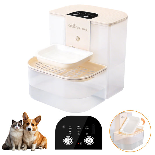 Fontaine à eau intelligente pour animaux de compagnie Distributeur d'eau automatique pour chat 4,5 L Sans fil Rechargeable Fontaine à eau pour chien à remplissage automatique avec 3 volumes réglables 3 intervalles de temps
