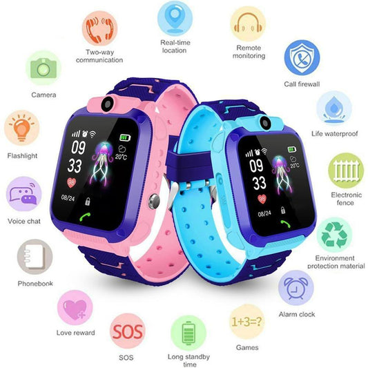Montre connectée pour enfants, montre-téléphone pour garçons et filles avec carte SIM, photo, étanche, traqueur, écran tactile HD, jeux, réveil, appareil photo, montre-bracelet numérique, cadeaux de Noël et d'anniversaire